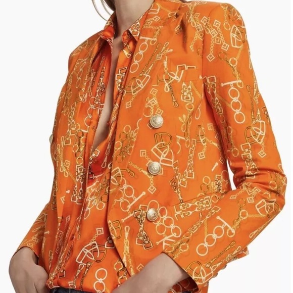 L'AGENCE Brooke Blazer Horse Bit Buckle Carrot Jacket NWT - Picture 6 of 9